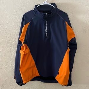 Halving Green Gore-Tex rain Suit size large gun metal blue and orange.